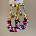Fabric Wrapped Chain Drop Earrings in Three Colors view 6