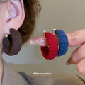 Brown Fabric Wrapped Chunky Hoop Earrings Jewelry Design view 2