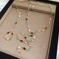 Gold Multicolor Resin Oval Y Necklace And Hand Bracelet view 3
