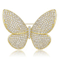 Pave Crystal Butterfly Brooch in Gold or Silver Tone view 1