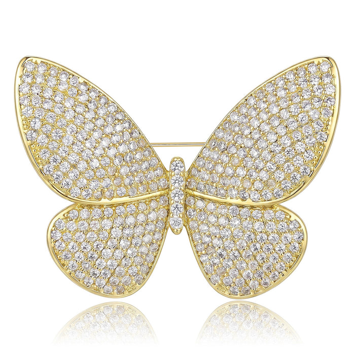 Pave Crystal Butterfly Brooch in Gold or Silver Tone