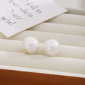 White Pearl Look Round Stud Earrings in Five Sizes view 2