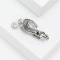 Antique Silver Long Tail Cat Brooch With Iridescent Shell Effect view 4