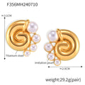 Swirl Stud Earrings With Imitation Pearl Clusters Metal view 6