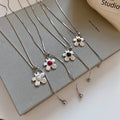 Silver Tone Flower Lariat Necklace With Pearl Accents view 2