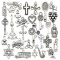 Antique Silver Cross and Wine Glass Metal Charms with 32 Listed Options view 1