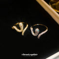 Clear Crystal Snake Shaped Open Ring In Silver Tone Or Gold Tone view 3
