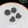 Gray Pavé Crystal Heart and Round Statement Stud Earrings view 2