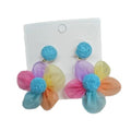 Colorful Woven Flower Cluster Statement Stud Earrings view 5