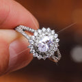 Silver Tone Floral Cluster Split Shank Ring With Polished Clear Stone Detail view 4