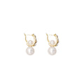 Gold U Shape Crystal Look Pearl Look Huggie Earrings view 5