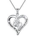 Silver Double Heart Sister Friend Engraved Pendant Necklace view 1