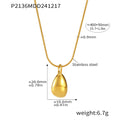 Gold Steel Teardrop Pendant Necklaces and White Shell Pearl Strand view 7