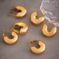 Thick Hollow C Hoop Earrings in Gold and Silver Tone view 1