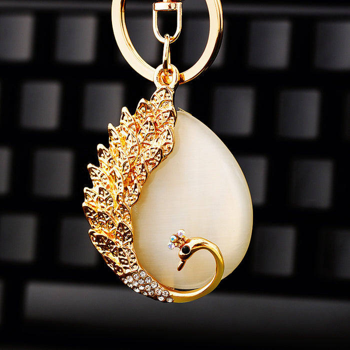 Large Moonstone Peacock Keychain with Unlisted Swan Main Images