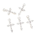 Dotted Cross Charm in a Bright Antique Silver Tone Finish view 5