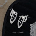 Gold and Silver Geometric Pearl Pave Abstract Drop Earrings view 4