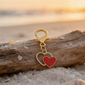 Red Enamel Double Heart Pendant Gold Lobster Clasp view 4