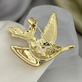 Flying Hummingbird Brooch In Gold Or Silver Tone With Polished Metal Detail view 3