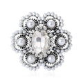 Pearl and Crystal Floral Brooch with Polished Metal and Decorative Accents view 2