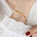 Gold Freshwater Pearl And Disc Bead Adjustable Bracelet view 6
