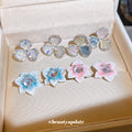 Crystal Flower Stud Earrings in Four Color Options view 4