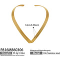 Gold V-Shape Open Collar Choker 316L Stainless Steel Ribbed view 6