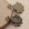 Floral Oval Cabochon Pendant Setting Jewelry Making Component view 2