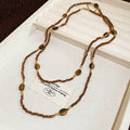 Layered Beaded Necklace in Brown and Gray Colorways view 6