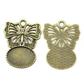 Butterfly Oval Cabochon Pendant Settings in Two Finishes view 4