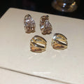 Rose Gold Tone Sculpted Crystal Stud Earrings Fashion Jewelry view 4