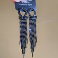 Rhinestone Circle Multi Chain Tassel Stud Earrings view 6