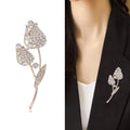 Sparkling Crystal Tulip Stem Brooch in Silver or Gold Tone view 2