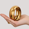 Mirror Polished Dome Bangle Gold Steel Multiple Widths view 2