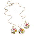 Gold Tone Round Mixed-Flower Earrings, Necklace and Coordinated Set view 5