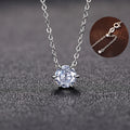 Silver Tone Six Prong Round Clear Stone Pendant Necklace view 2