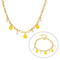 Gold Lemon Resin Charm Necklace Bracelet Anklet Pearl Set view 5