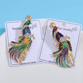 Long Tail Peacock Brooch in Two Multicolor Enamel Palettes view 3