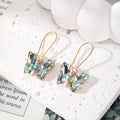 Crystal Butterfly Wing Drop Earrings Gold Hooks 11 Colors view 11