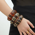 Leopard Pattern Resin Stretch Bracelet in Three Colorways view 4