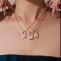 Heart Padlock Zircon Pendant Necklace Gold Or Steel Tone view 2