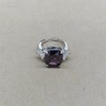 Silver Rectangle Center Stone Ring Clear Triangle Side Accents view 6