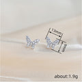 Mini Butterfly Pavé Stud Earrings Gold or Silver Tone view 4