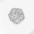 Silver Tone Crystal Flower Brooch With Layered Petals view 3