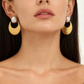 Hammered Crescent Drop Earrings in Gold Silver and Mixed Metal Finishes view 2