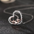 Two Tone Silver Rose Gold Heart Cat Pendant Necklace view 2