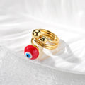 Gold Tone Swirled Glass Evil Eye Adjustable Rings in Ten Colors view 12