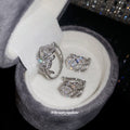 Silver Leaf Zircon Open Ring And Ear Clips 2 Styles view 3