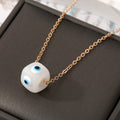 Gold Tone Colorful Cube Blue Evil Eye Pendant Necklaces in Seven Colors view 7