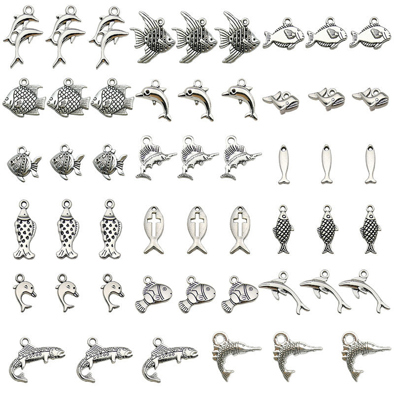 Plated Zinc Alloy Dolphin Fish Ocean Animal Charm Pendants for DIY Earrings Necklace Jewelry